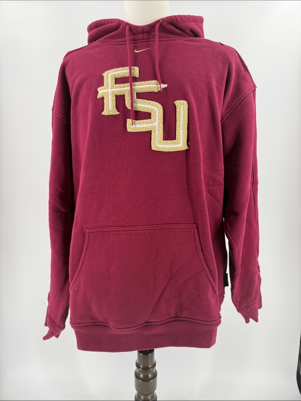 Nike Men's Maroon Zip-Up Sweater with Gold FSU Applique